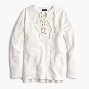J. Crew Lace Up Sweatshirt Tunic in White Size Small